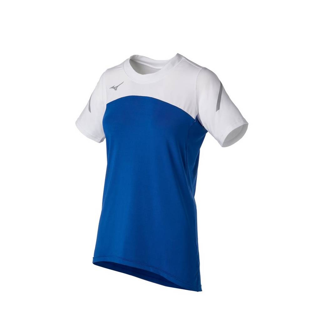 Womens Mizuno Techno VII Short Sleeve Jersey Royal/White Philippines (EPZOFK593)